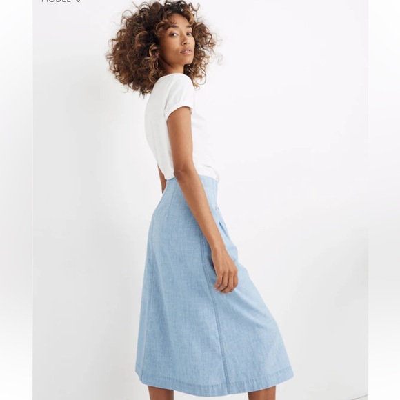 Madewell Dresses & Skirts - Madewell Chambray Patio Button Front Midi Skirt